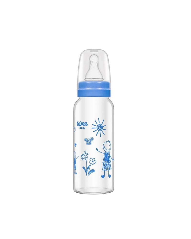 WEE BABY HEAT RESISTANT  GLASS FEEDING BOTTLE 180ML NO: 1 12X6