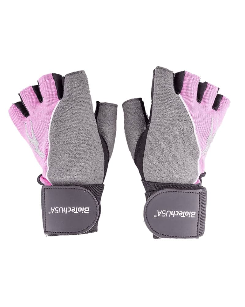 LADY 2 S GLOVES GRAY-PINK